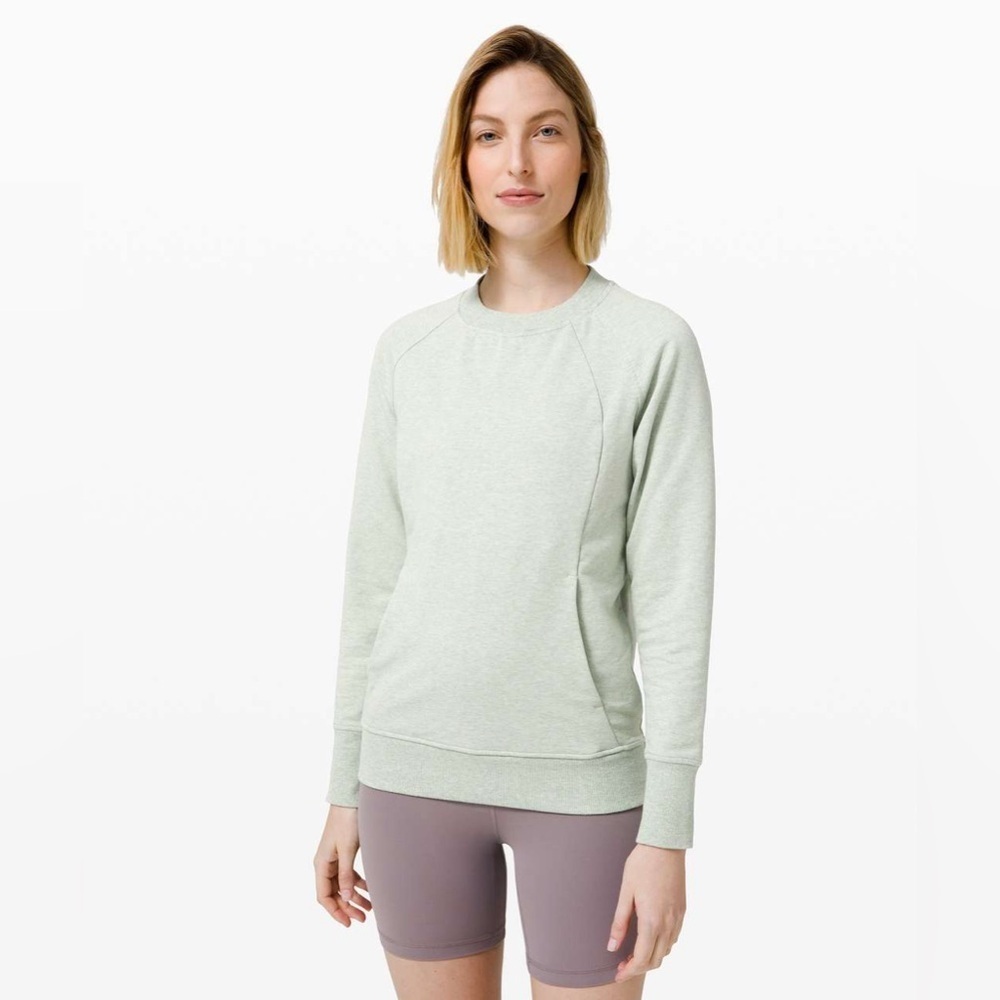 Cute🌟Lululemon Scuba Crew Size 6 Heathered Springtime Sage Green Stretch Pocket